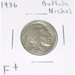 1936 Buffalo Nickel F+