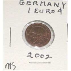 2002 GERMANY 1 EURO CENT COIN *RARE MS HIGH GRADE* COIN CAME OUT OF PRIVATE EURO COIN COLLECTION!!