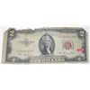 Image 1 : 1953 SERIES RED SEAL $2 BILL SERIAL # A23286916A *RARE EARLY BILL*!! BILL CAME OUT OF SAFE!!