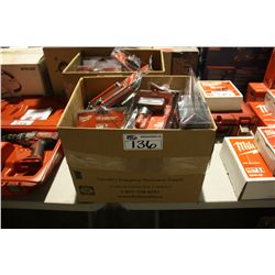 BOX OF ASSORTED MILWAUKEE BATTERIES AND