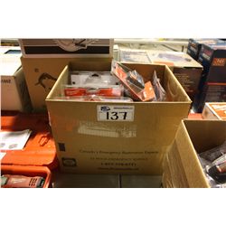 BOX OF ASSORTED MILWAUKEE BATTERIES AND