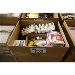 BOX OF CHALK AND BALLPAINT MARKERS