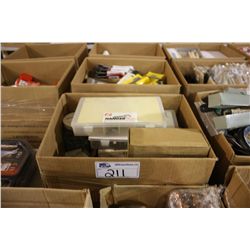 BOX OF ASSORTED ELECTRICAL GOODS & HARDWARE