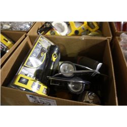 BOX OF ASSORTED FLASHLIGHTS & HEAD LAMPS