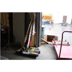 LARGE LOT OF ASSORTED PUSH BROOMS