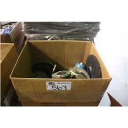 BOX OF ASSORTED SANDING HEADS, WIRE BRUSHES