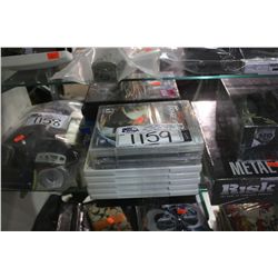 1 STACK OF VIDEO GAMES, 1 STACK OF DVD'S