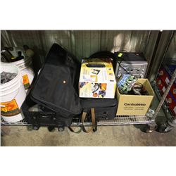 ASSORTED STEREOS, LAMP, BAG & TOOLS