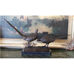 Fine Bronze Sculpture Pheasant Pair