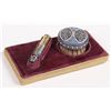 Image 1 : A RUSSIAN SILVER-GILT AND CLOISONN CHALK HOLDER (ET196