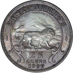 British East Africa 1920 H 25 Cent - NGC AU58