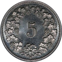Switzerland 1928 Specimen 5 Rappen - NGC MS65