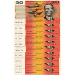 Australia - Coombs/Wilson 20 Dollars (1966) Run of 10