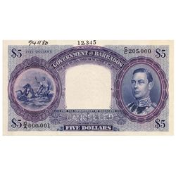 Barbados - Specimen Five Dollar (1939)