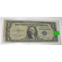 1935 SERIES E $1 SILVER CERTIFICATE BILL SERIAL # X83871916H *RARE EARLY NOTE*!!