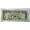 Image 2 : 1953 SERIES $5.00 SILVER CERTIFICATE BILL SERIAL # D26211398 *RARE VERY FINE EARLY NOTE*!!