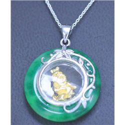 GREEN JADE PENDANT YEAR OF THE RABBIT NECKLACE