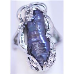 BLACK PEARL AND CZ RING