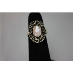 23.00 CTW ANTIQUE LOOKING OPAL PEARL RING .925 STERLING