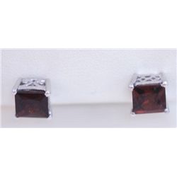 16.70 CTW GARNET EARRING .925 STERLING SILVER