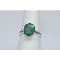 19.03 CTW EMERALD RING .925 STERLING SILVER