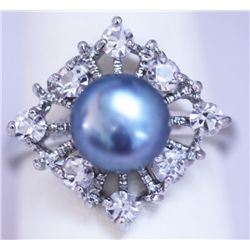 BLACK PEARL AND CZ RING