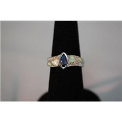 23.00 CTW ANTIQUE LOOKING CZ AND OPAL PEARL RING .925 S