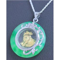 GREEN JADE PENDANT YEAR OF THE  BOAR NECKLACE