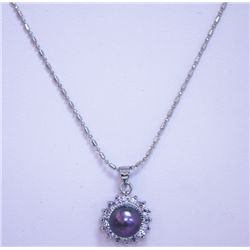 BLACK PEARL AND CZ NECKLACE