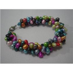 170CTW MULTICOLOR 3-STRANDS PEARL BRACELET