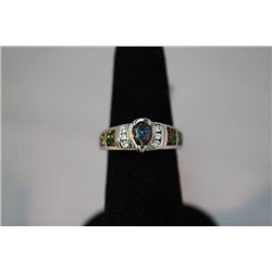 23.00 CTW ANTIQUE LOOKING CZ AND OPAL PEARL RING .925 S