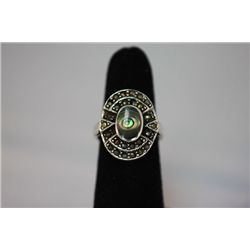 23.00 CTW ANTIQUE LOOKING OPAL PEARL RING .925 STERLING