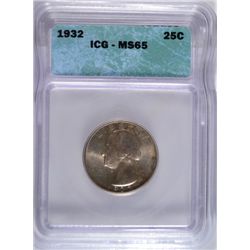 1932 Washington Quarter ICG MS65 GEM