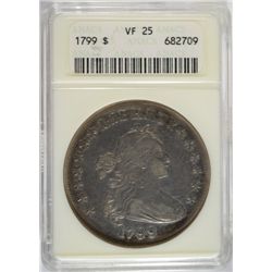 1799 Bust Dollar ANACS VF 25, Coin Looks