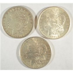 ( 3 ) THREE NICE CIRCULATED MORGAN SILVER DOLLARS