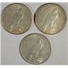 Image 2 : ( 3 ) NICE CIRCULATED PEACE SILVER DOLLARS