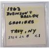 Image 3 : 1863  CIVIL WAR MERCHANT TOKEN Robinson & Ballou TROY NY