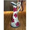 Image 1 : 8" NIPPON EWER, BEIGE W/RED FLOWERS AND GREEN TRIM