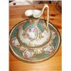 Image 1 : 2 PC. 7.5" NIPPON EWER, TURQUOISE AND GOLD W/UNDERPLATE