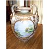 Image 1 : 9" NIPPON, DBL HANDLE, VASE W/LAKE SCENE AND RAISED VINES