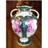 Image 1 : 5.5" NIPPON VASE, GREEN W/FLOWERS, DBL HANDLE