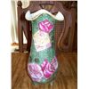 Image 1 : 10" NIPPON VASE, GREEN W/PINK ROSES