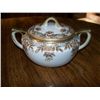Image 1 : NIPPON CREAM AND SUGAR, WHITE W/GOLD TRIM AND CHOCOLATE FLOWERS