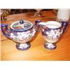 Image 1 : NIPPON CREAM AND SUGAR, BLUE W/PURPLE FLOWERS