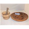 Image 1 : 2 PC. BUTTER MOLD AND WOODEN BOWL