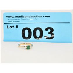 14kt Gold Princess Cut Emerald & Diamond Ring