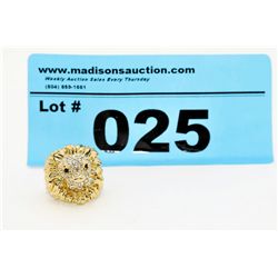 Crystal Gold Clad Lion Ring