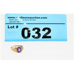 10kt Gold & Amethyst & Diamond Ring