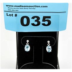 Blue Topaz & Diamond Drop Earrings