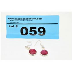 Estate Genuine Carved Ruby Earrings